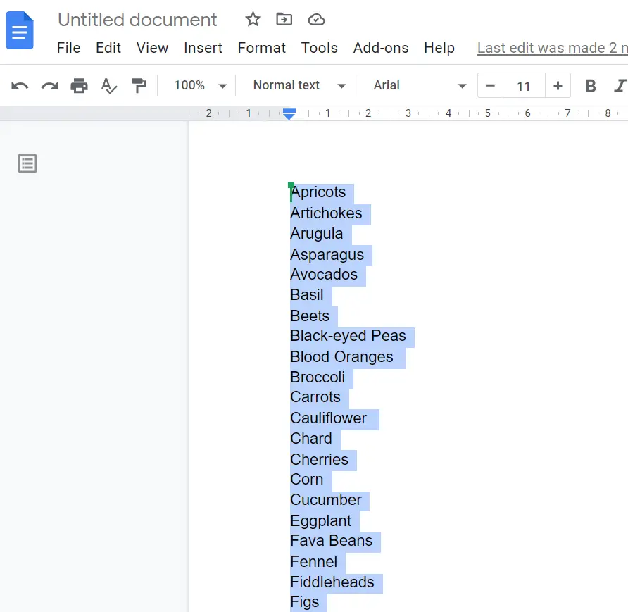 How to Sort a List Alphabetically in Google Docs