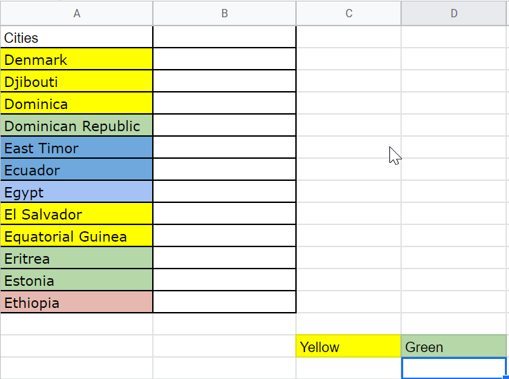 Count Cells based on the Cell Color in Google Sheets