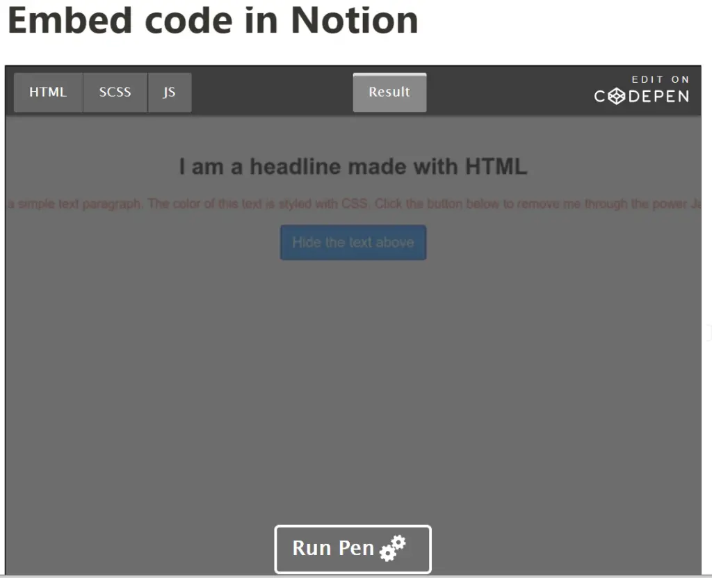 How to Embed Codepen into Notion