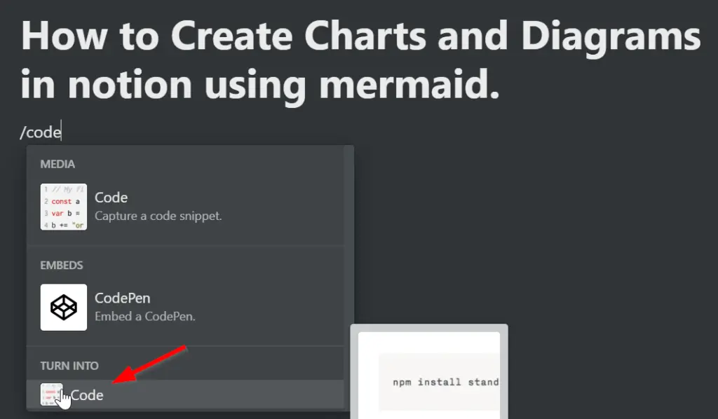 How to Create Charts and Diagrams in notion using mermaid