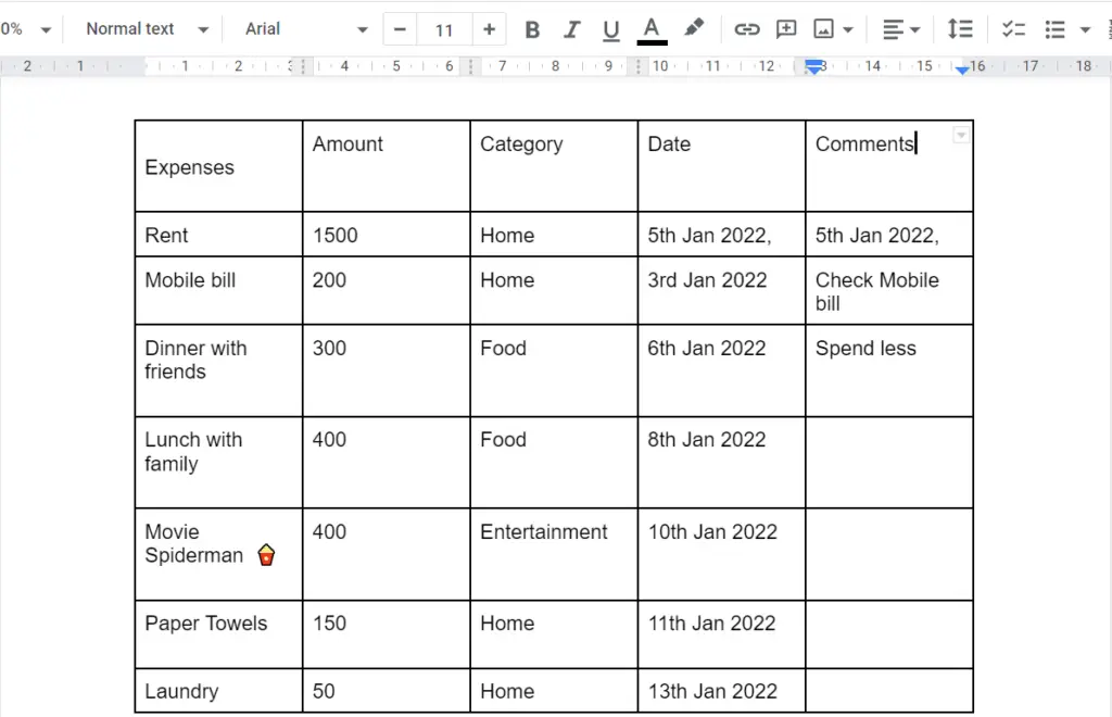 How To Separate Table In Google Docs