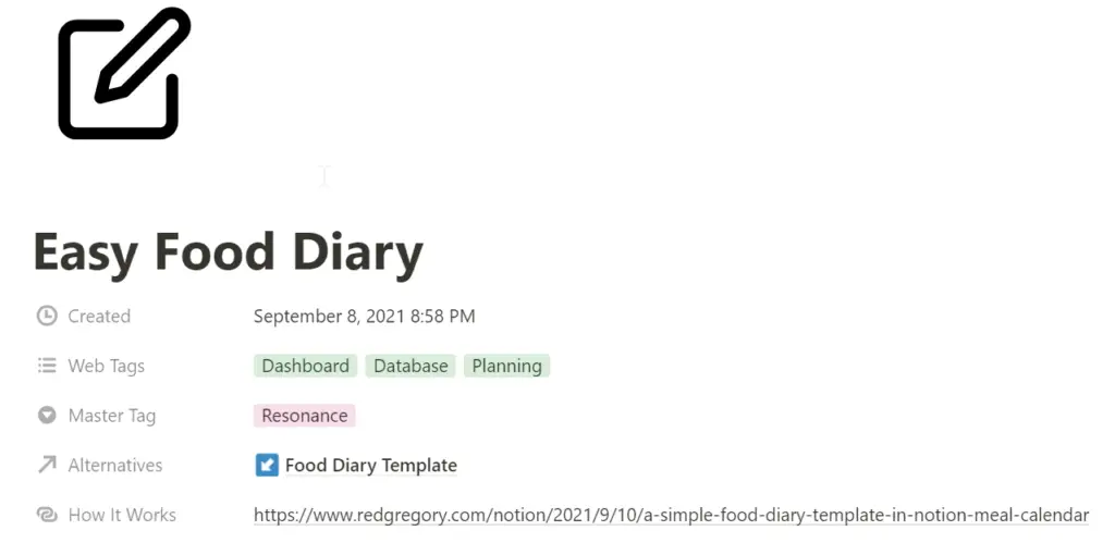 Best notion template for food diary