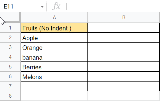 How to Indent within a Cell in Google Sheets