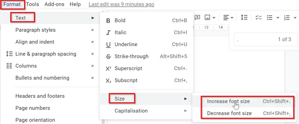 How to make the Period size bigger on Google docs
