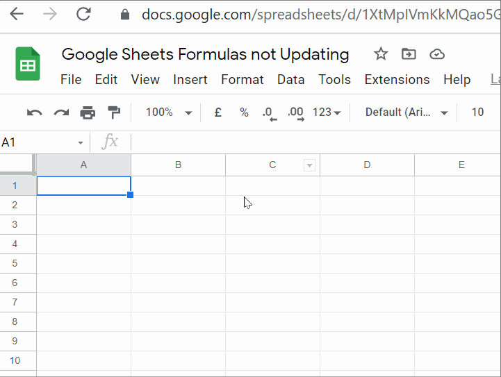 Google Sheets Formulas Not updating