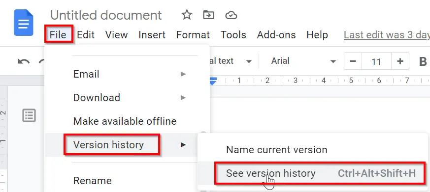 How to Revert Google Doc to previous version