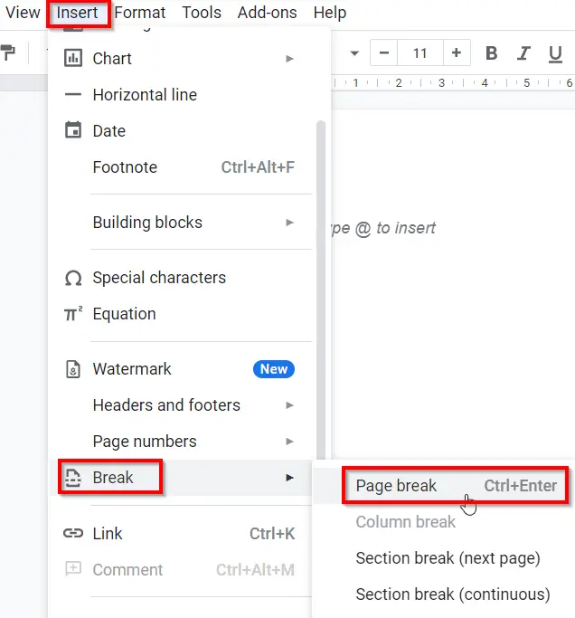  How to insert a Blank page in google docs