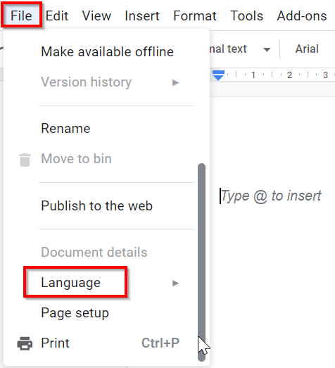 How to Change Language in Google docs.
