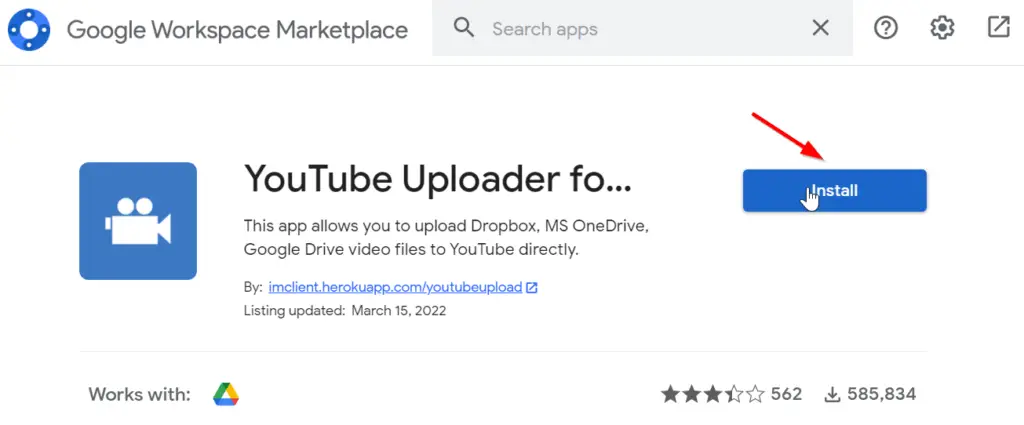 Upload video from Google Drive to Youtube