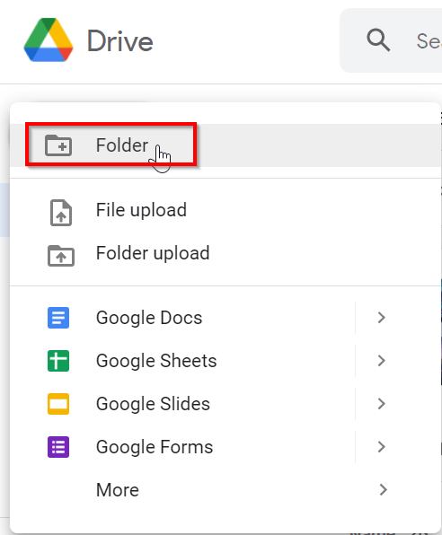 How to create a folder in google drive