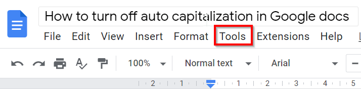 How to turn off auto-capitalization on google docs
