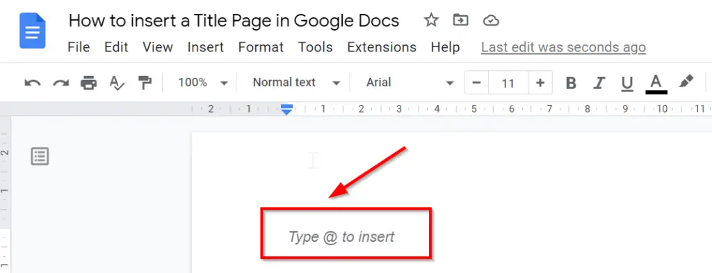 How to insert a Title Page in Google Docs