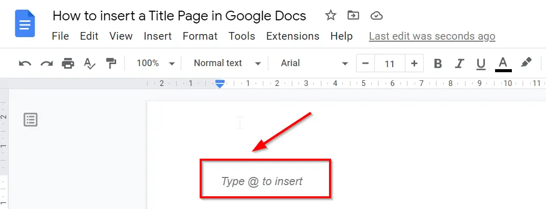 How To Insert Title Page In Google Docs