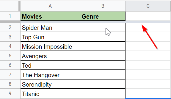 How to create a Header in Google Sheet