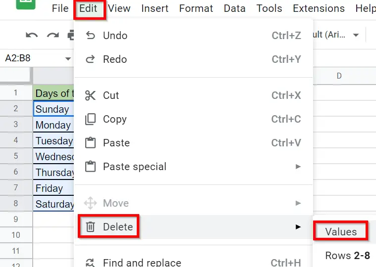 How to Clear Contents in Google Sheets