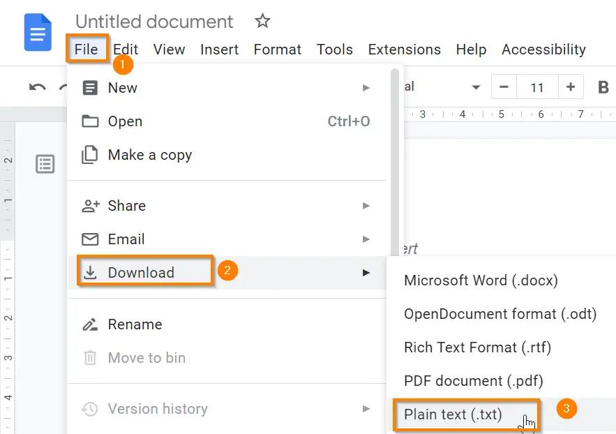 How to download Google Docs as Plain text