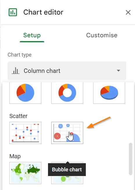 Bubble chart in Google Sheets