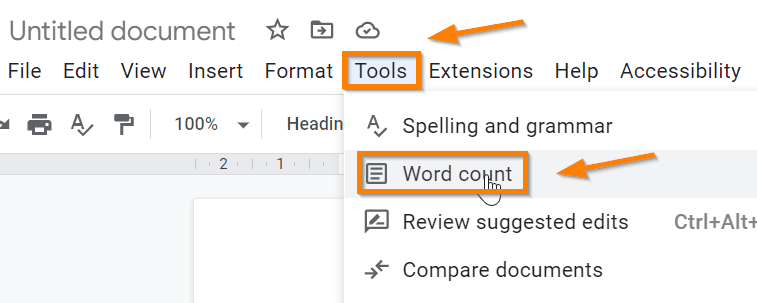 Check Word Count on Google docs