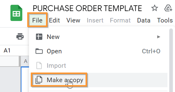Create a Purchase Order in Google Sheets