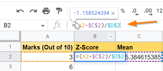 How to Calculate Z scores in Google Sheets