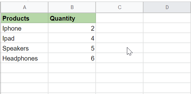 How to use Product function in Google sheets